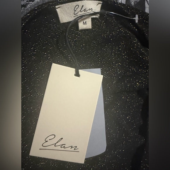 NWT Elan Glitter Gathered Dolman Sleeve Black Mini Dress Size Medium. - Picture 8 of 9